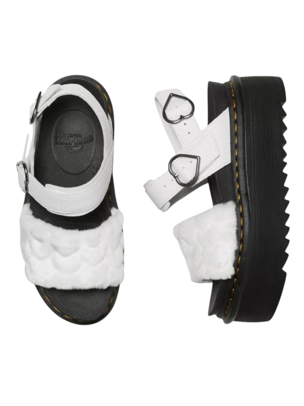 new Dr Martens ☁︎︎ Voss Fluffy Faux Fur Platform Sandal ☁︎︎ White Nappa ☁︎︎ 37 - Picture 15 of 17